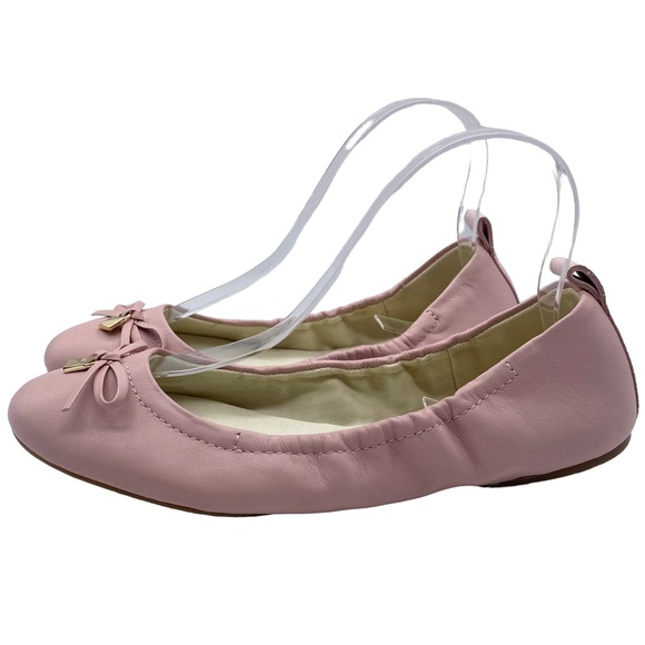 Michael Kors Women's Flats Juliette Pink Leather Ballet Slip On Designer NEW - Picture 3 of 11